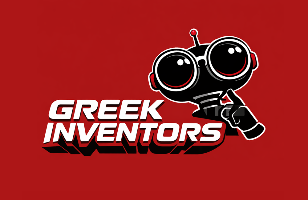 Το αυθεντικό λογότυπο των Greek Inventors με τη ρομποτική μασκότ